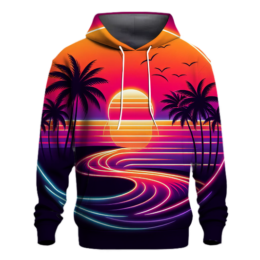 Vintage Neon Palm Paradise Hoodie