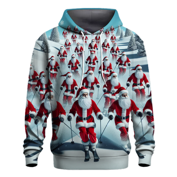 Skiing Santas on the Slopes Hoodie