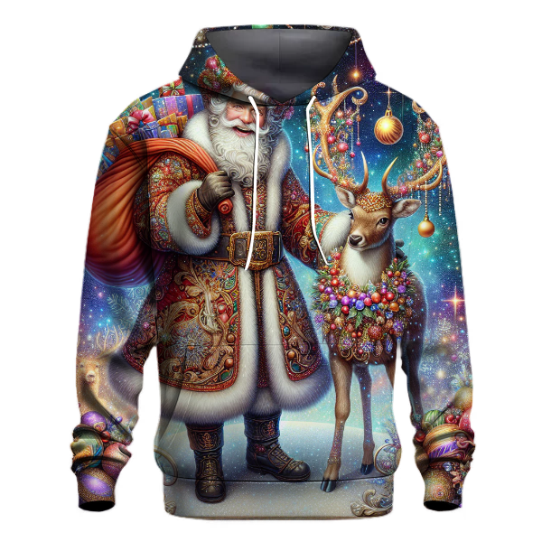 Santa Claus with His Reindeer Hoodie