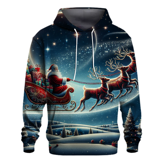 Santa's Sleigh Ride Under Starry Night Hoodie