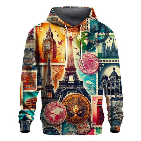 Vintage Travel Stamp Collection Hoodie