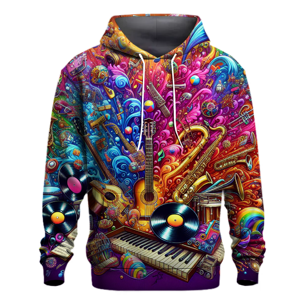 Vibrant Retro Music Icons Hoodie