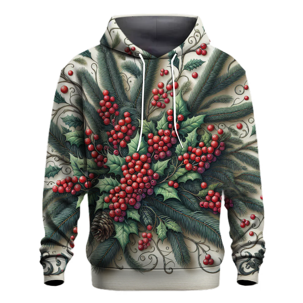 Winter Pine and Holly Harmony Hoodie