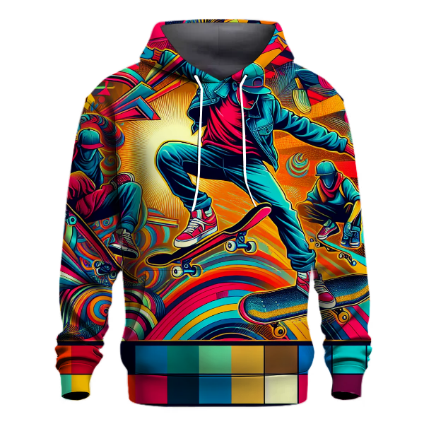 Vibrant 80s Skateboard Hoodie