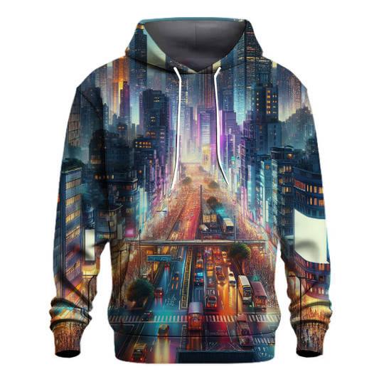 Vibrant Cityscape Lights Hoodie