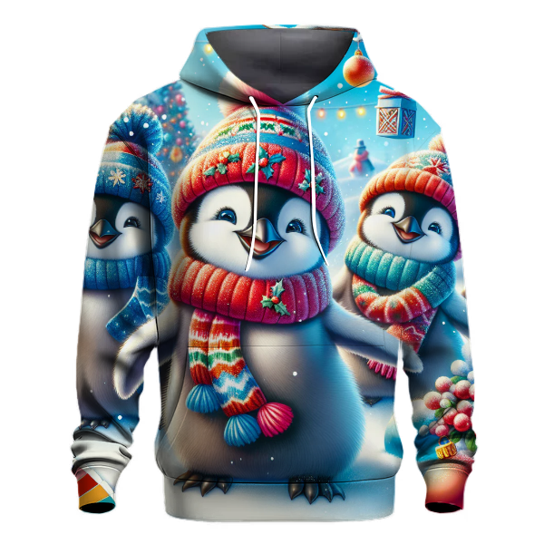 Whimsical Holiday Penguins Hoodie