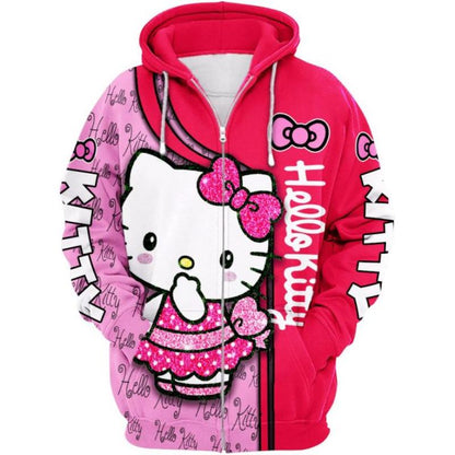 Hello Kitty Design Hoodie And Leggings Set Zipper Hoodies