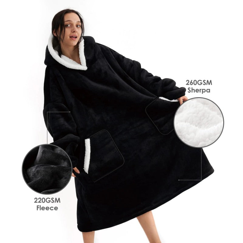 Winter Oversized Fleece Hoodies Blanket