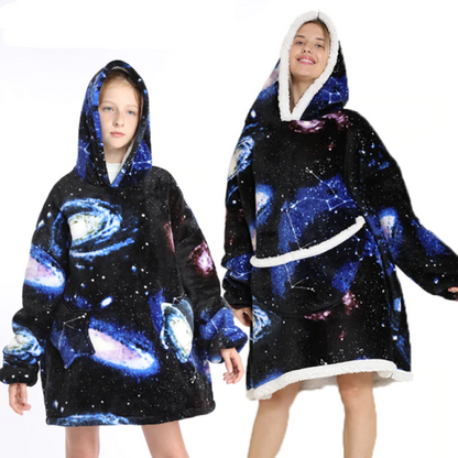 The Lovely Mom and Daughter Blanket Hoodie Galaxy