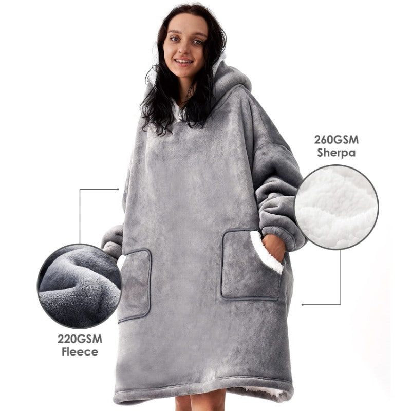 Winter Oversized Fleece Hoodies Blanket
