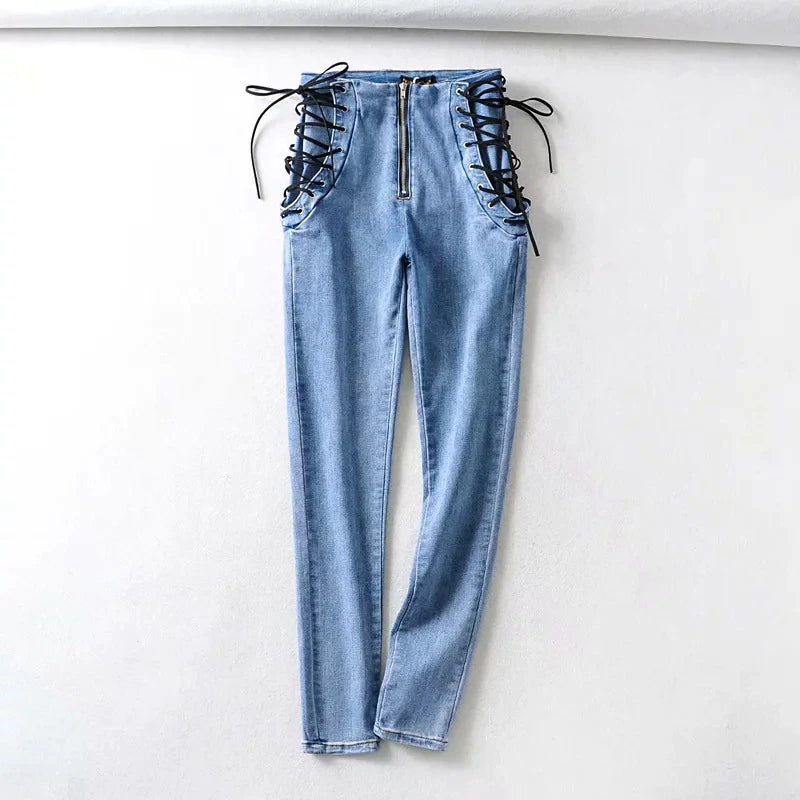 High Waist Slim Pencil Denim Pant Blue