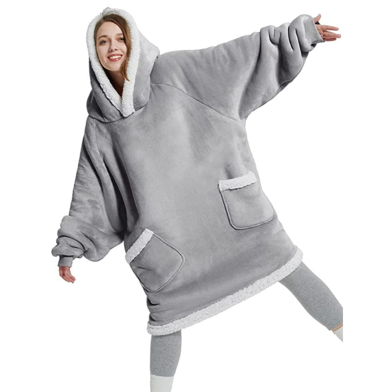 Oversize Winter Warm Hoodies Sweatshirt Gray One Size