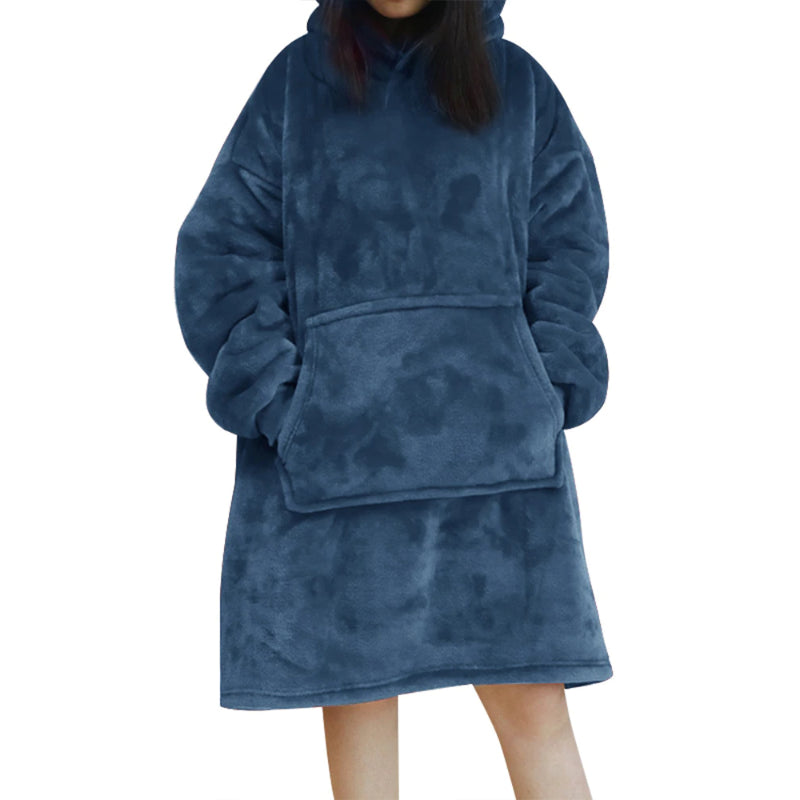 Solid Oversized Fleece Wearable Blanket Hoodie