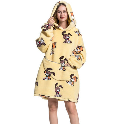 Printed Giant Warm Oversized Fleece Hoodies Blanket Cat & Dog