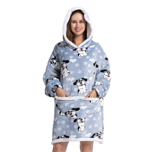 Oversized Winter Printed Hoodie Wearable Blanket