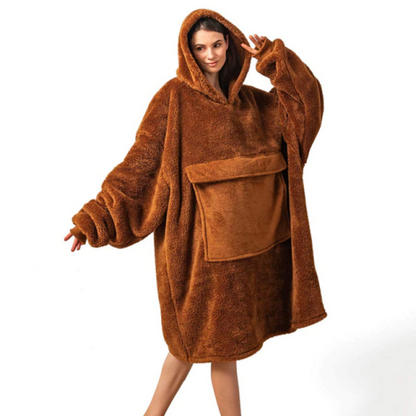 Winter Fleece Brown Blanket Hoodie