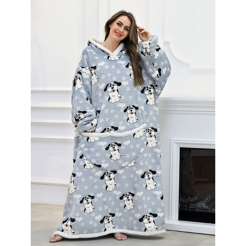 Oversized Printed Large Hoodie Wearable Blanket For Winter