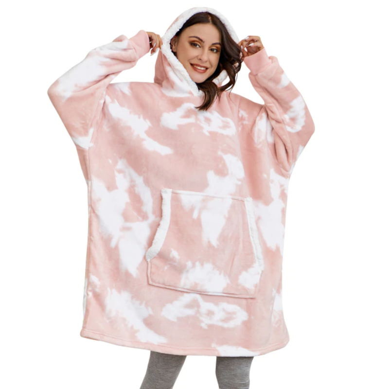 The Sweatshirt Tie Dye Blanket Hoodie Pink