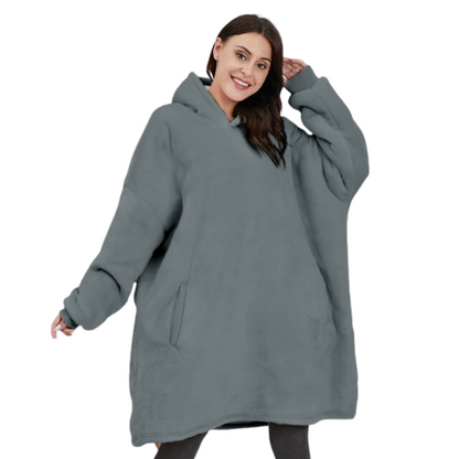 The Giant and Warm Pocket Fleece Oversized Blanket Hoodie Gray