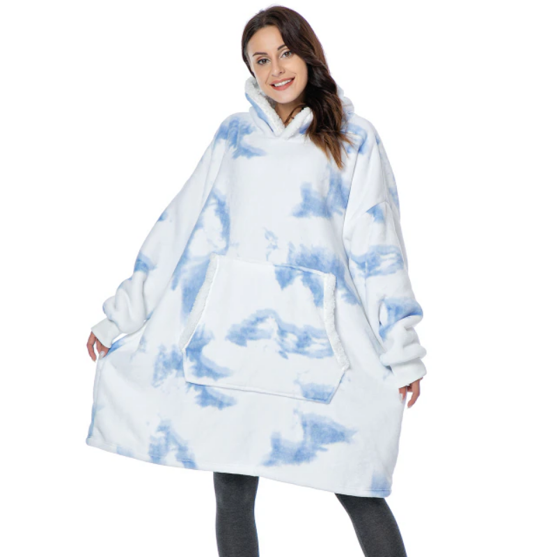 The Sweatshirt Tie Dye Blanket Hoodie White