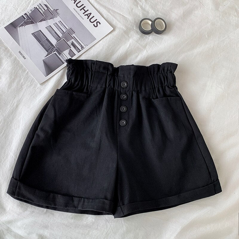 Casual Pocket Buttoned Shorts