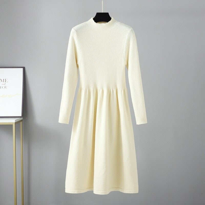 Knitted Ribbed Warm Sweater Dress