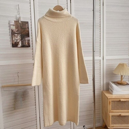 Korean Knitted Long Casual Sweater Dress For Women