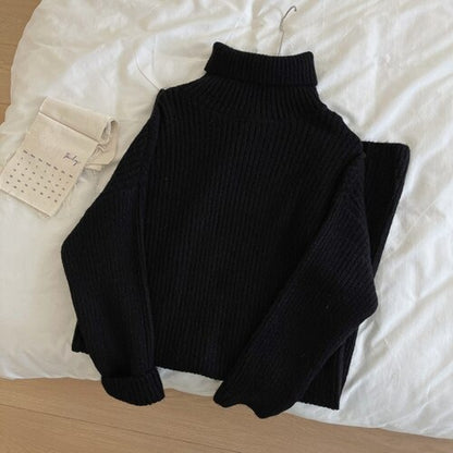 Turtleneck Long Knitted Casual Sweater Dress