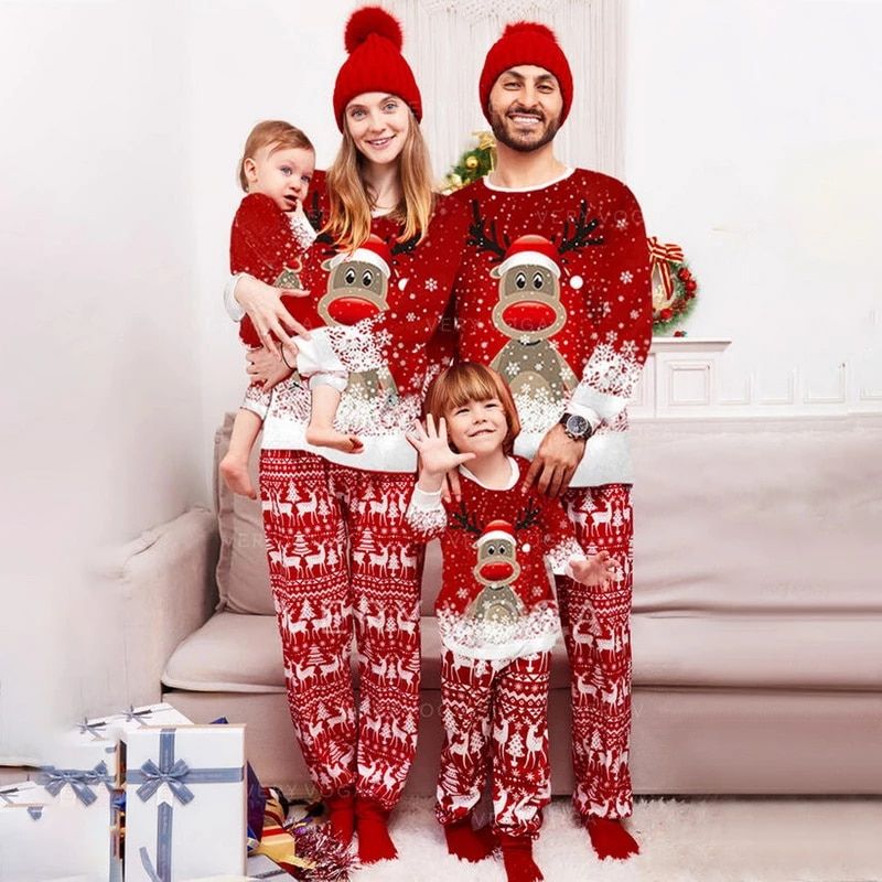 Christmas Deer Print Pajamas Sets Baby