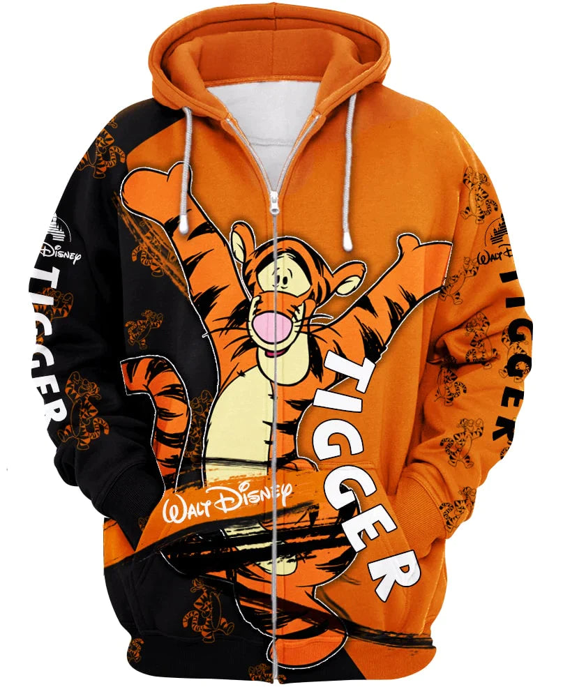 Excited Tigger Zip Up Hoodie 6XL