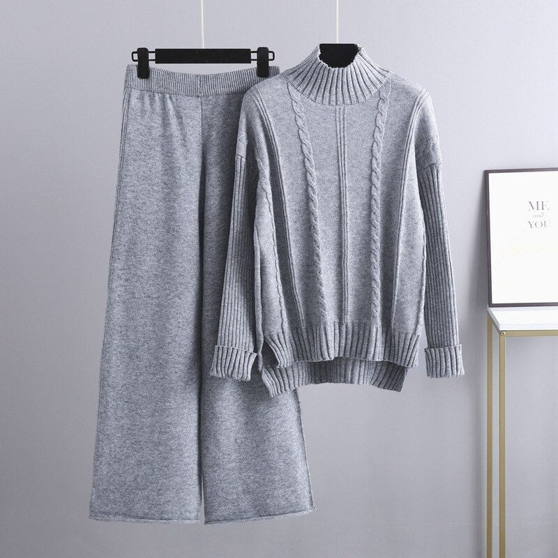 Warm Cashmere Sweater And Pants Sets For Women