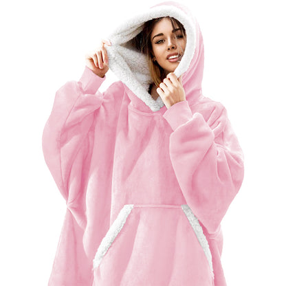 Pink Sherpa Fleece Blanket Hoodie