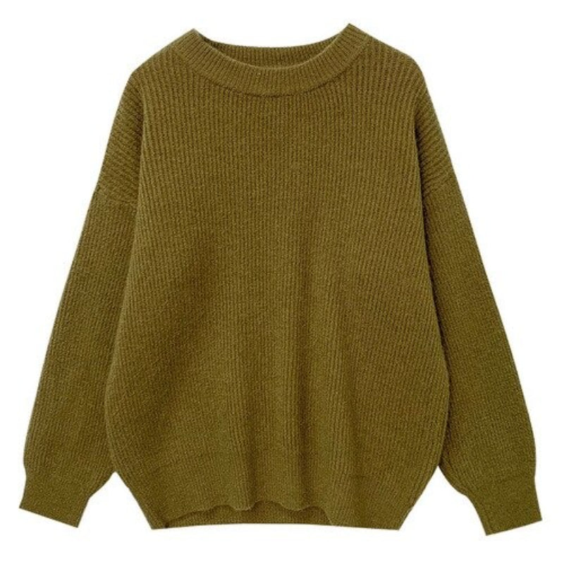 Cashmere Knitted Solid Long-Sleeved Loose Pullover For Women