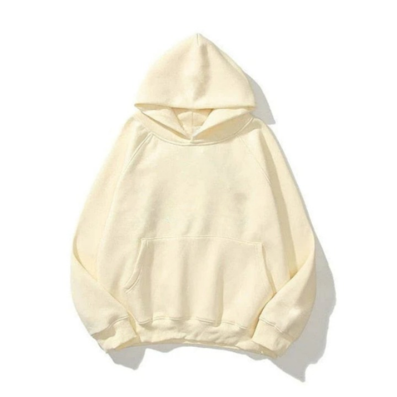 Plain Pattern Hoodie Beige