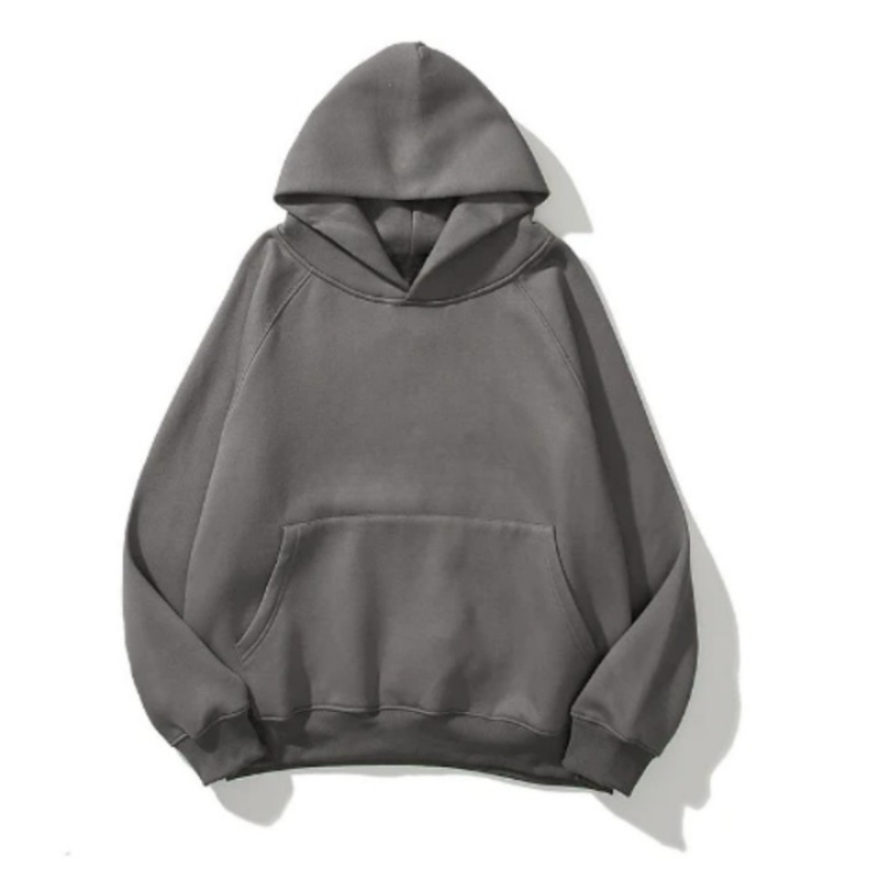 Plain Pattern Hoodie Gray