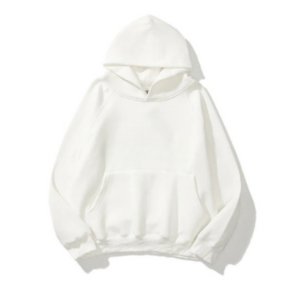 Plain Pattern Hoodie White