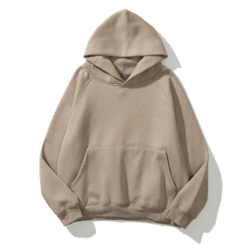 Plain Pattern Hoodie Light Brown