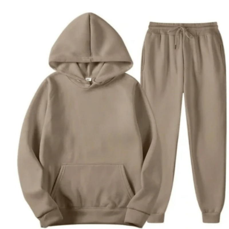 Plain Patterned Tracksuit Light Brown