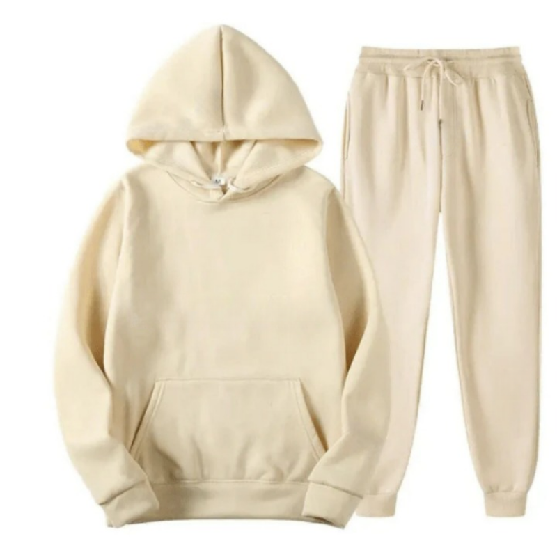 Plain Patterned Tracksuit Beige