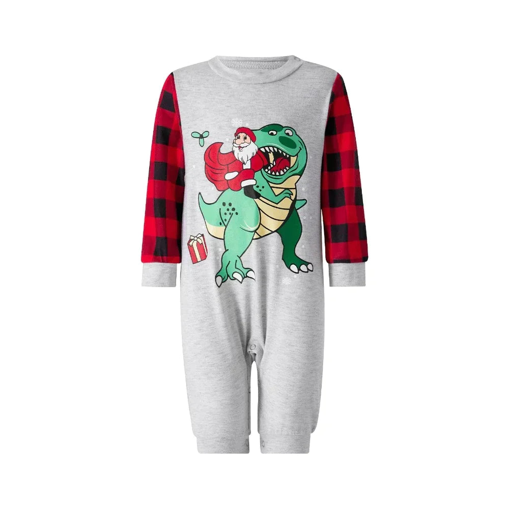 Christmas Dino Print Family Matching Set