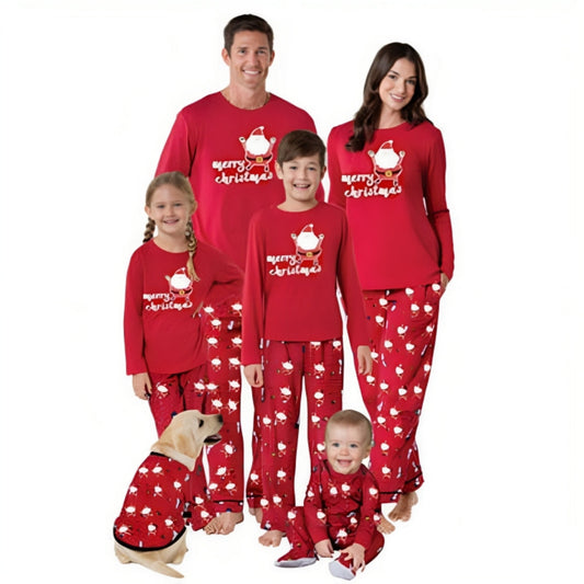 Merry Santa Print Pattern Pajama Set Dog