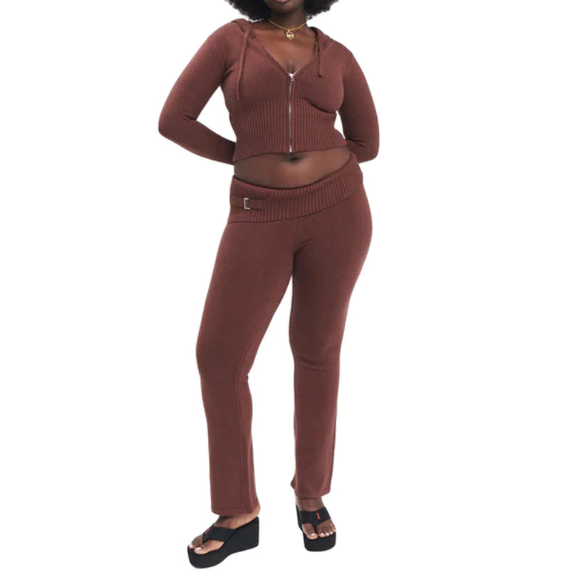 Two Piece Sweatsuit Set Brown