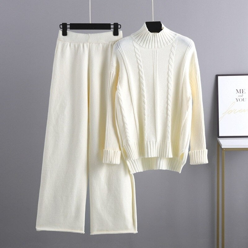 Warm Cashmere Sweater And Pants Sets For Women