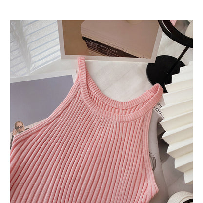 Slim Casual Knitted O-Neck Sleeveless Camisole