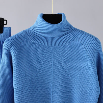 Women Turtleneck Knitted Two-Piece Sweater Set