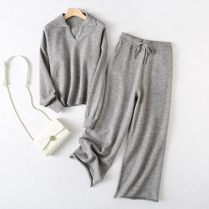 Casual Loose Warm Knitted Two Piece Women Sets