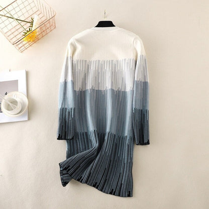 Vintage Knitted Striped Long Sweater Dress For Women