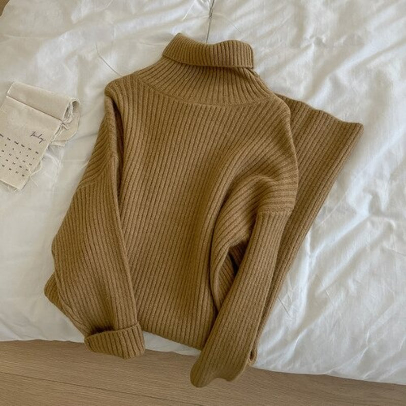 Turtleneck Long Knitted Casual Sweater Dress