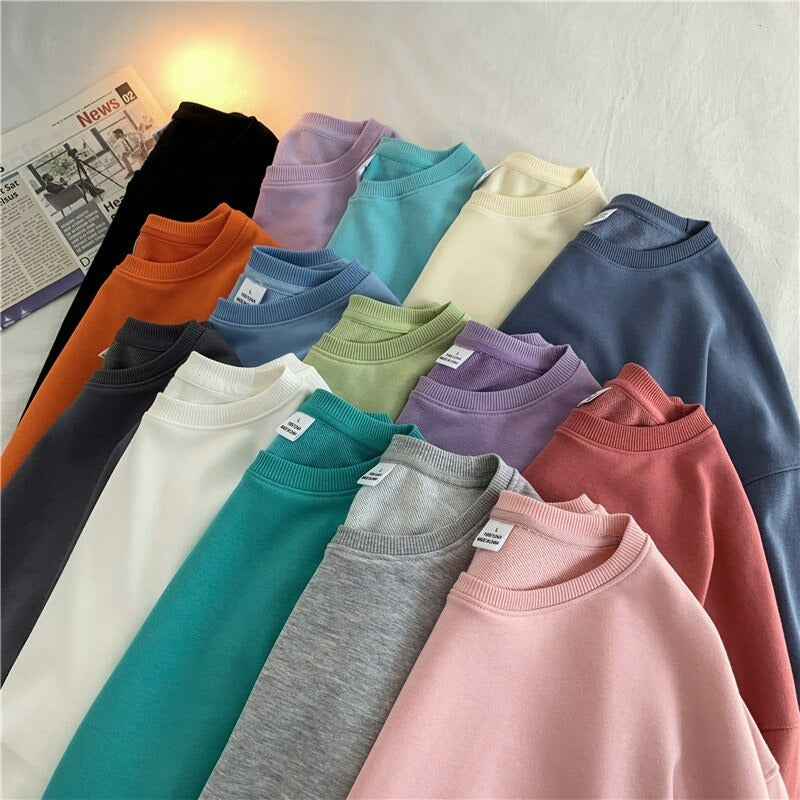Women's Solid Color Oversized Drop Shoulder Sweatshirt