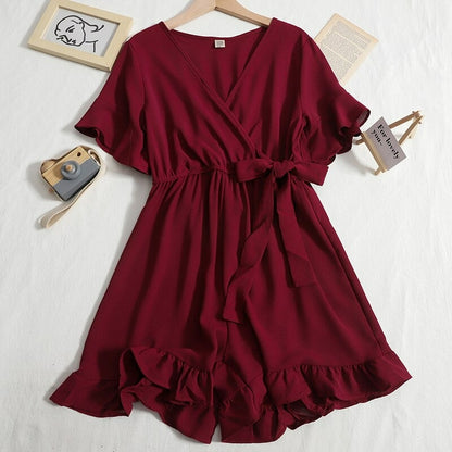 Women's Solid Color Short Playsuit for Summer